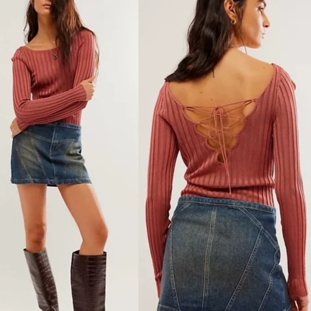 Free People Hits Different Lace-Up Top